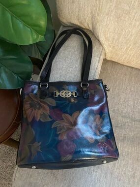 Patricia Nash Floral Print Shoulder Bag with Magnetic Closure, Black Multicolor